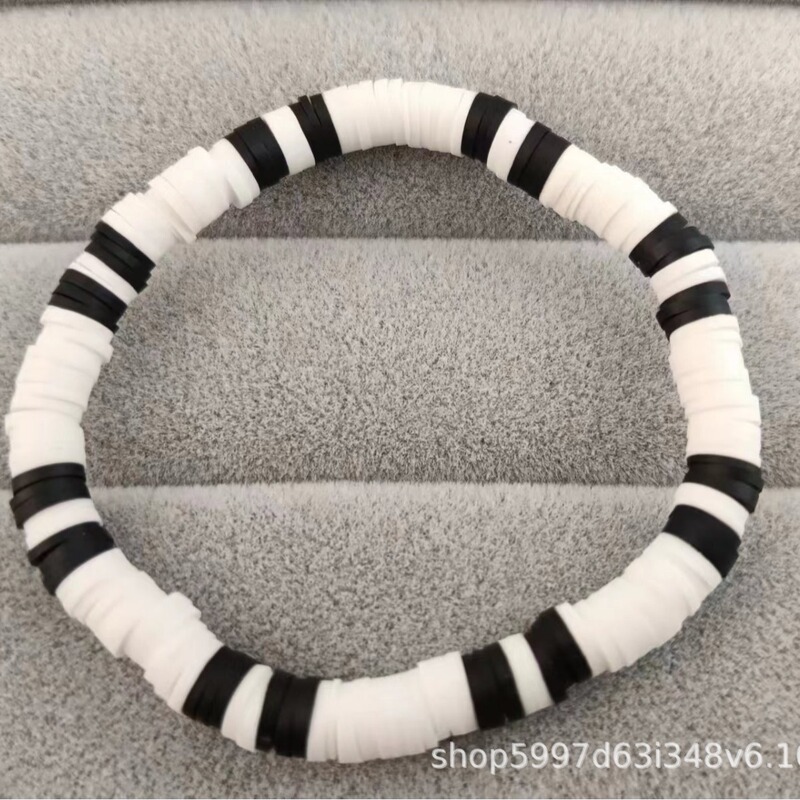 European and American cross-border bohemian style simple geometric men's bracelet elegant all-match black and white stitching soft ceramic bracelet