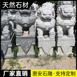 石雕狮子大理石欧式石狮子一对蹲式狮子汉白玉爬狮雕塑门口摆件