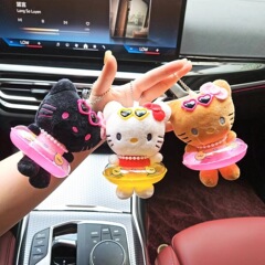 かわいいアニメハワイ水泳圏Kittyぬいぐるみストラップkt猫かばん掛けキーホルダープレゼント
