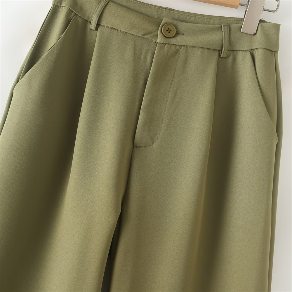 GraceChic Cross-Border Source PB&ZA Women's Clothing 2024 Autumn Winter New Solid Color Commuter Suit Set Casual Wide-Leg Pants_voghion.com