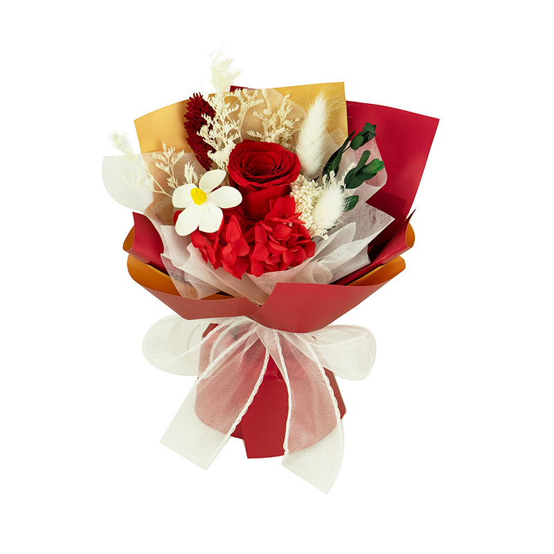 Flor inmortal, ramo de flores de rosas, productos terminados de alta calidad, día del hombre, regalo de flores verdaderas para mamá y novia, ramo de flores inmortales al por mayor.