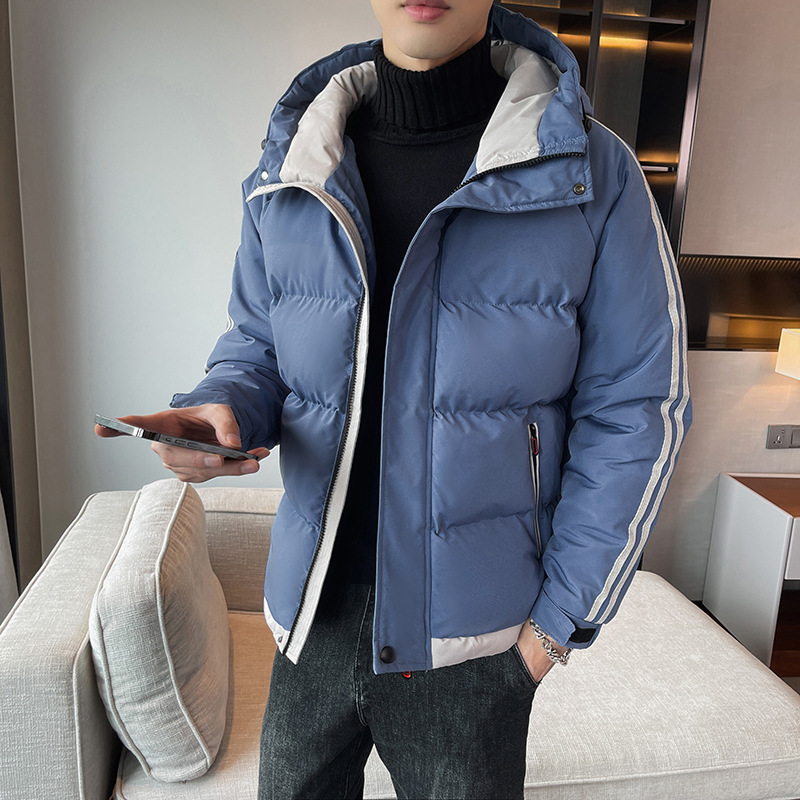 2023 nuevo abrigo de algodón acolchado de los hombres forrado de lana engrosada abrigo de algodón acolchado de los hombres de dos barras de invierno de los hombres abrigo de pan con capucha ropa de hombre