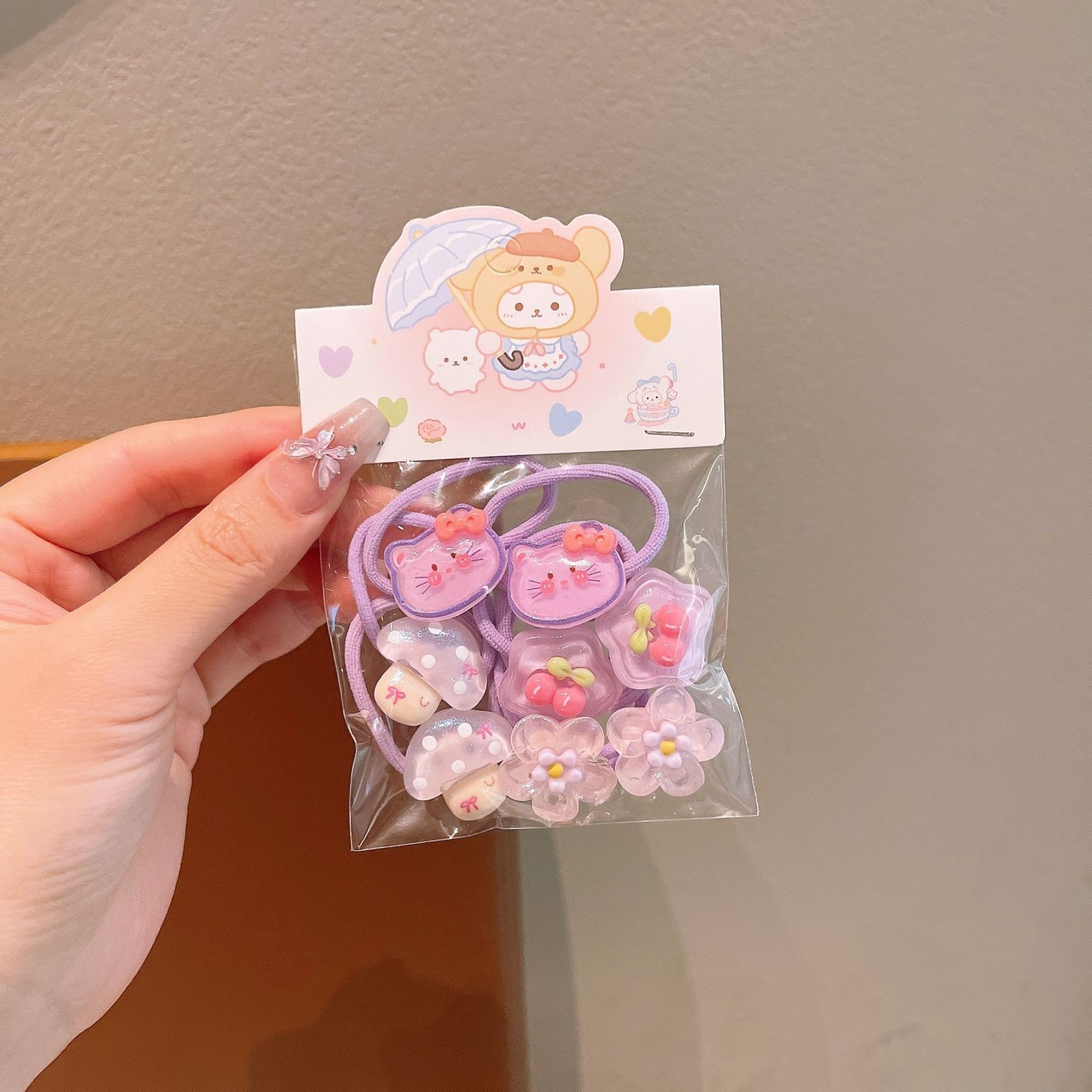 Anillo de pelo de pulgar de dibujos animados para niños, cabello para bebés, cabello para bebés, banda de pelo de alta elasticidad coreana