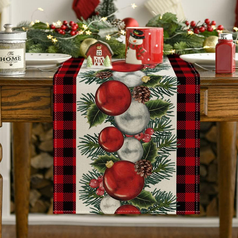 Amazonクロスボーダーベストセラークリスマスリネンテーブルフラグ工場直販サンタクロースプリントテーブルクロスキッチンテーブルマット|undefined