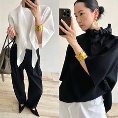 【主なおすすめ】25初秋新作TRシルクバイアスカットスカーフ液体窒素テンセルニットトップエアパンツスーツ