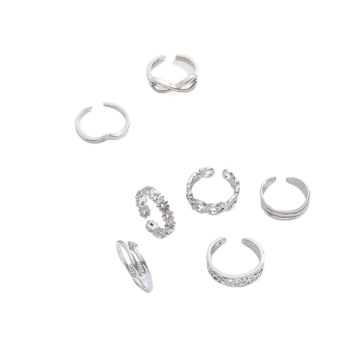 Anillo de pie de playa de las mujeres europeas y americanas de dedo de Pie ajustable abierto 8 piezas múltiples 8-palabra traje de flecha Anillo de pie anillo de cola