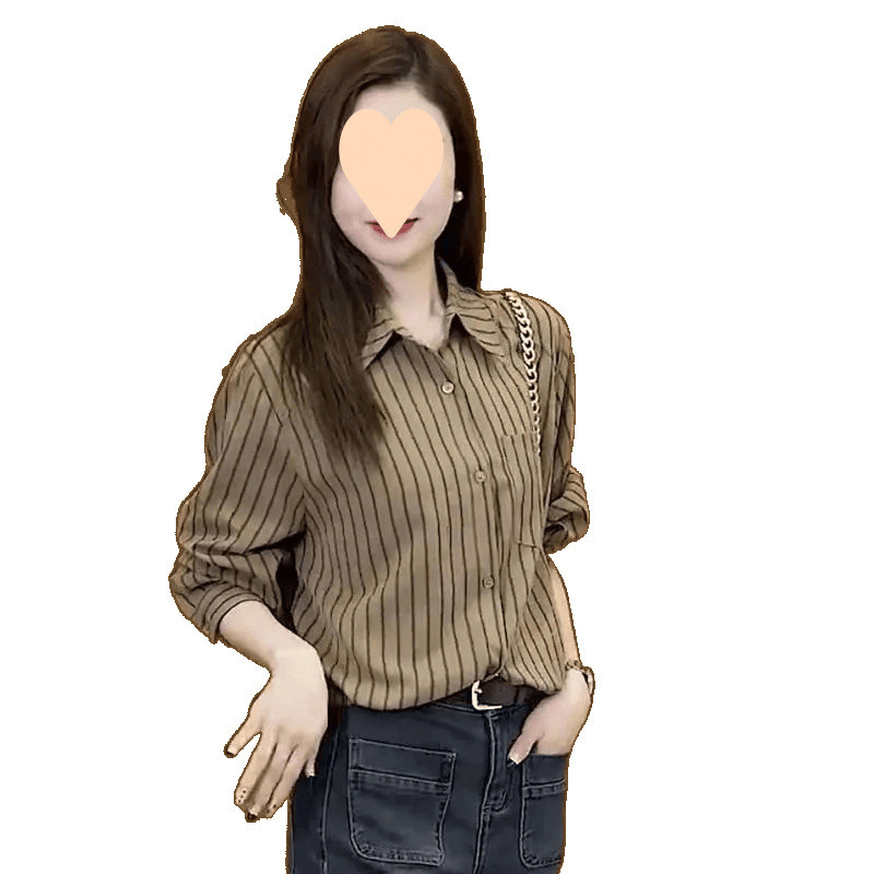 条纹短款衬衣女2025春季新款时尚衬衫宽松气质高级感收腰洋气小衫|undefined