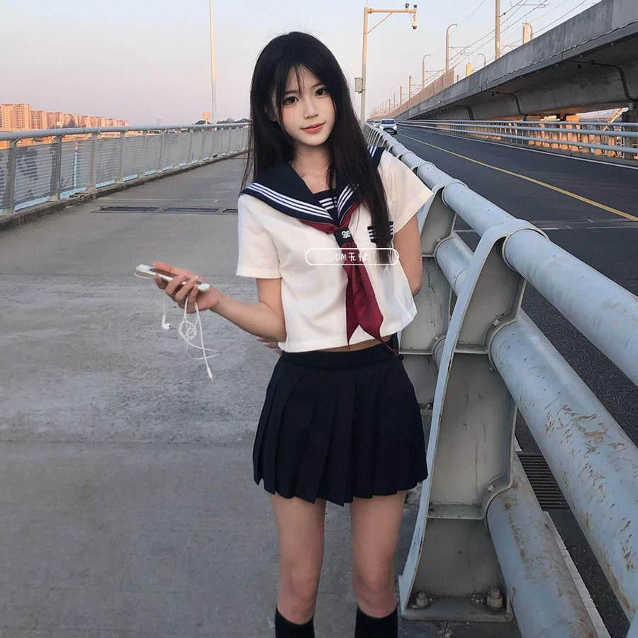 jk制服原创基础款新白三本中间服不良水手服正统软妹套装学院风女