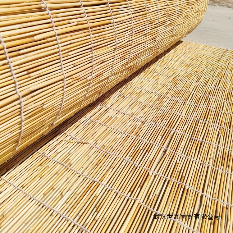 Reed Curtain White Thread Roller Blind Straw Curtain Decoration Sunshade Partition Outdoor Balcony Floor-To-Ceiling Door Curtain Straw Woven Reed Curtain Customization