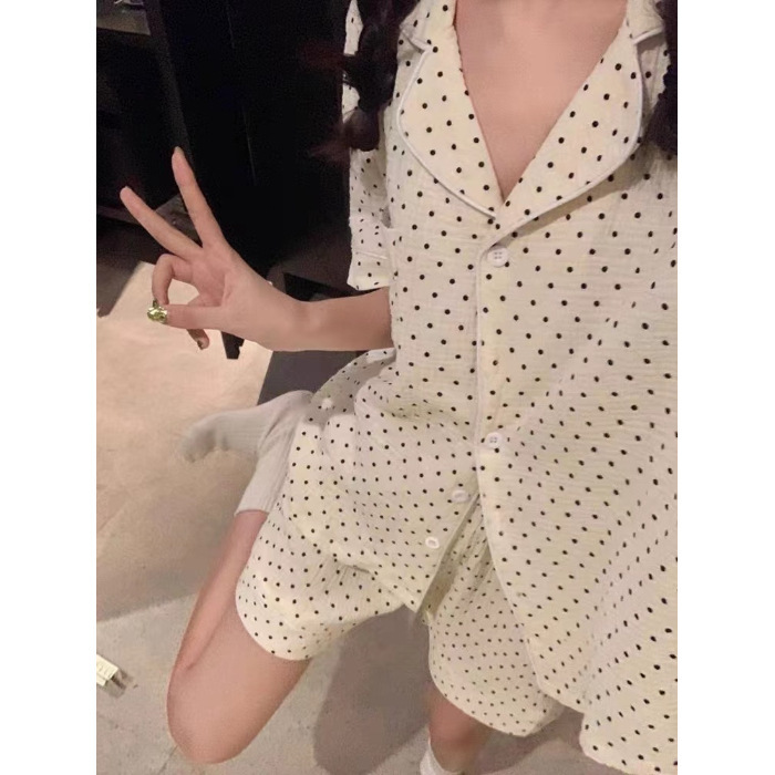 Burbujas arrugadas pantalones cortos de manga corta pijamas femeninos coreanos 2026 nuevo conjunto de dos piezas de dibujos animados adorables ropa doméstica de niña en vivo image 46