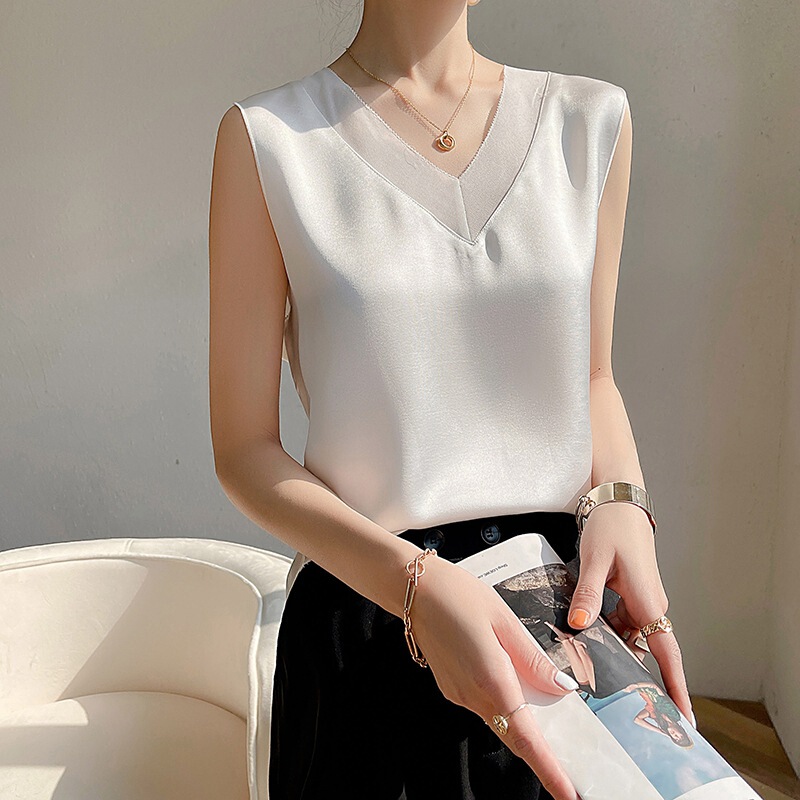 Camisole Women's Inner Sleeveless Summer Outer Matching Suit Acetic Acid Silk Satin Base Outer Wear Loose Top
