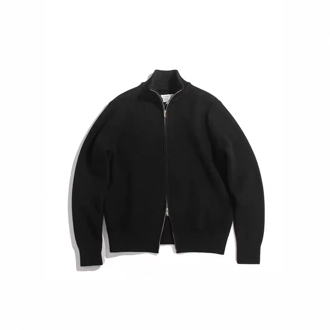 Majia Four-Corner Winter Double Zipper Versatile Semi-Warm Couple's Cardigan Sweater Jacket Men's Knitwear Simple Daily Wear