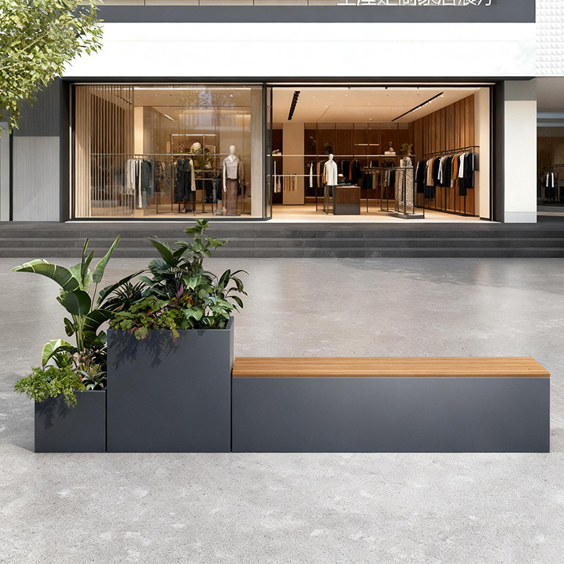 屋外ステンレス鋼フラワーボックスバルコニー植栽ボックス広場商業街長方形花壇鉄製完成品フラワーチャンネル