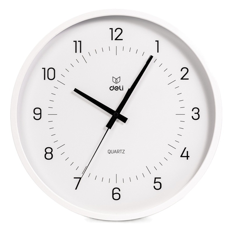 Deli alto transparente placa de vidrio templado superficie 14 pulgadas Reloj de pared simple moda conveniente colgando LE402