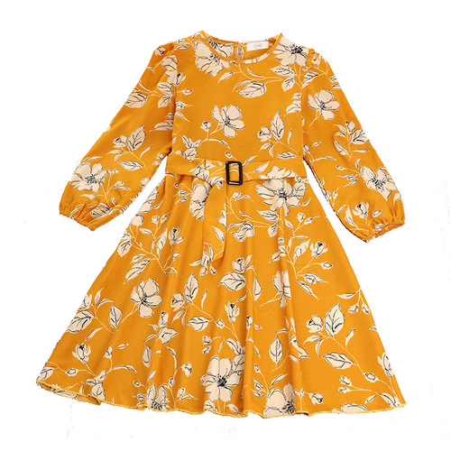 Little Girls Spring Dress 2024 Autumn New Middle Kids Dress Retro Long Sleeve Princess Dress Foreign Trade Children's Clothing Wholesale