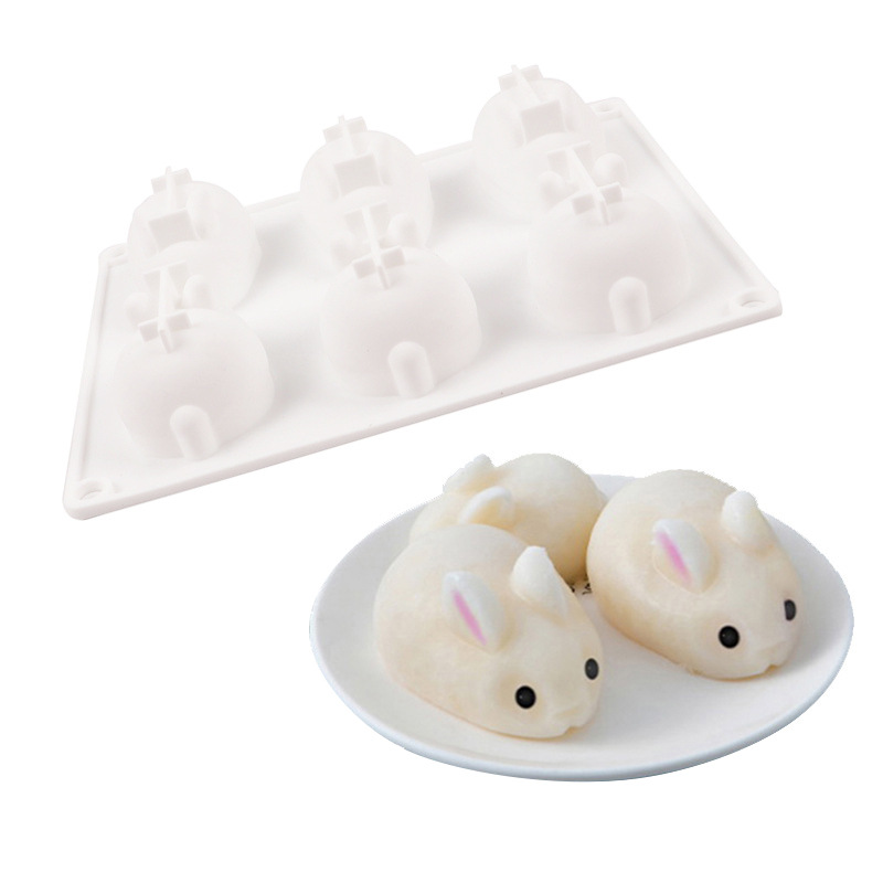 Manufacturer's Spot 6-Piece Rabbit Baby Food Supplement Steamed Cake Mold High Temperature Baked Dessert Cream Pudding Making Pastry