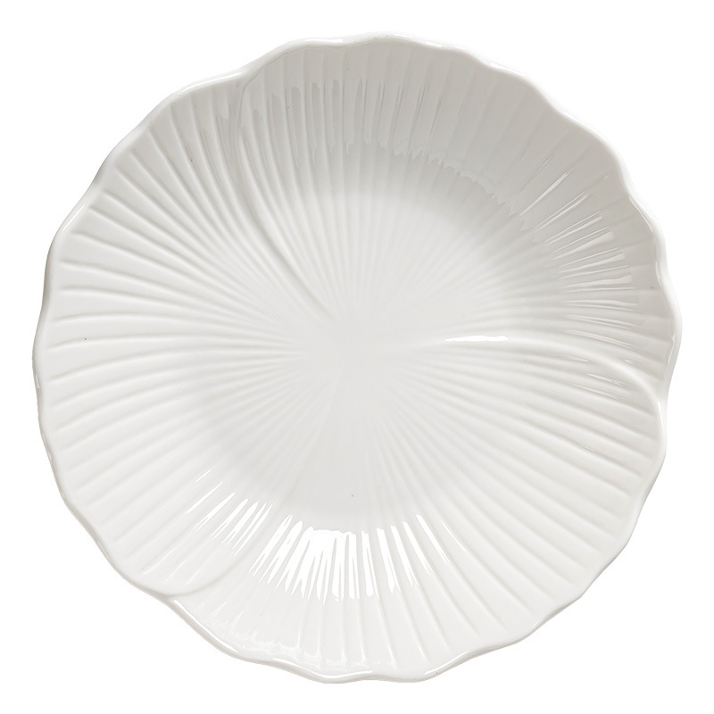 Plato hondo, plato de sopa de alta gama, plato de frutas en forma de flor, ensaladera, plato de plato japonés, plato de desayuno, plato de cerámica para el hogar