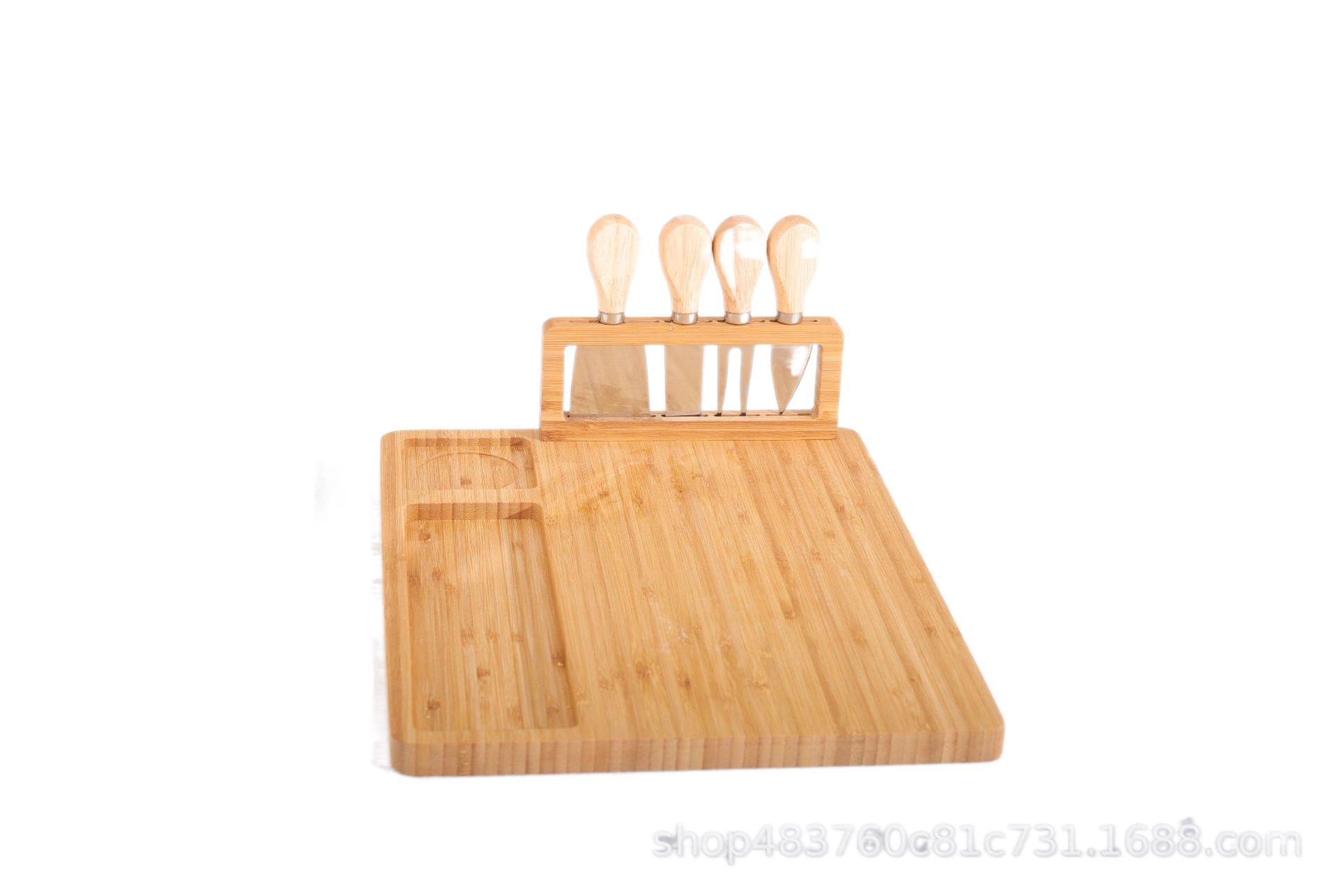 定制竹制芝士板出口方形菜板厨房收纳刀具盒圆形奶酪竹板套装