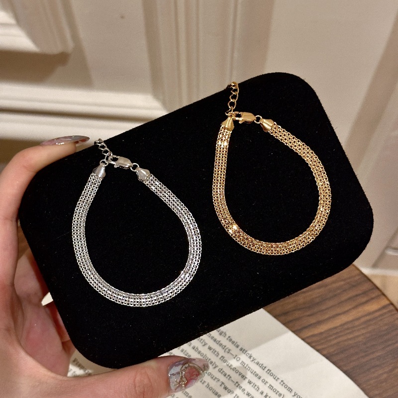 Light Luxury High-end Sense Gold and Silver Two-color Hollow Watch Bracelet All-match Fashion Retro Niche Stacked Texture Hand Jewelry