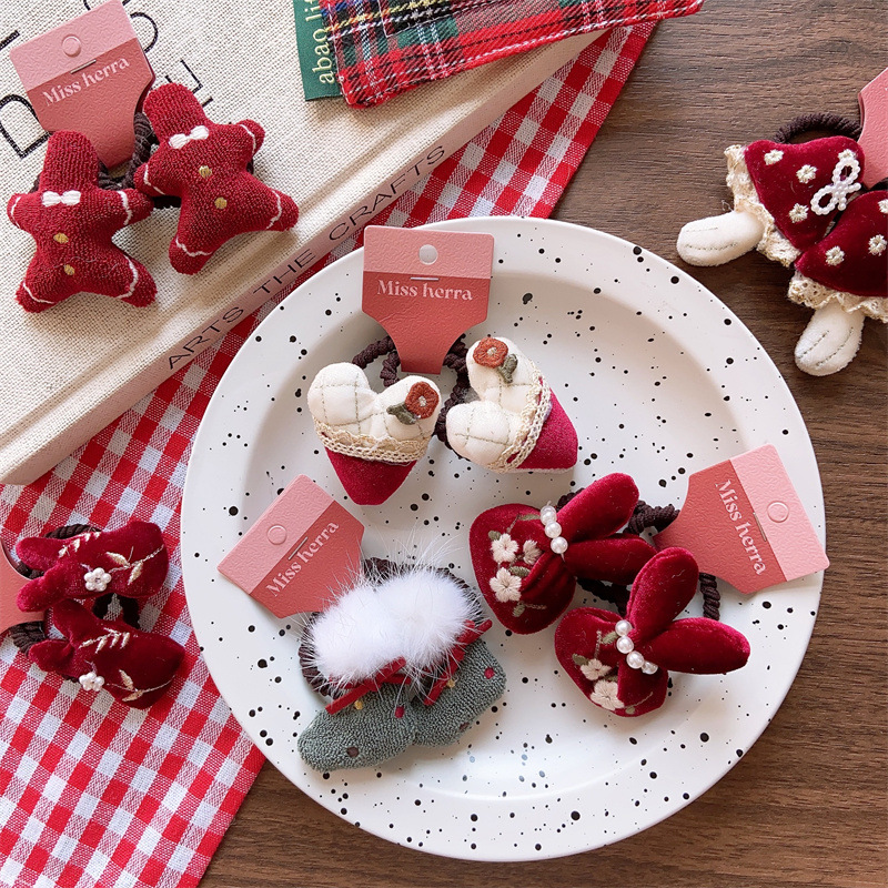 Regalo di Natale Mori ragazza colore bambini carino imbottito cotone coniglio capelli cerchio ragazza vino rosso Natale rosso amore testa corda coppia_voghion.com