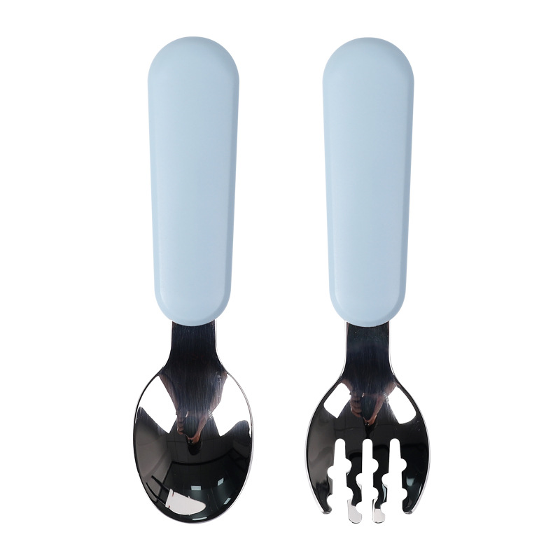 라이트 그레이 블루 실리콘 포크 + 스푼
