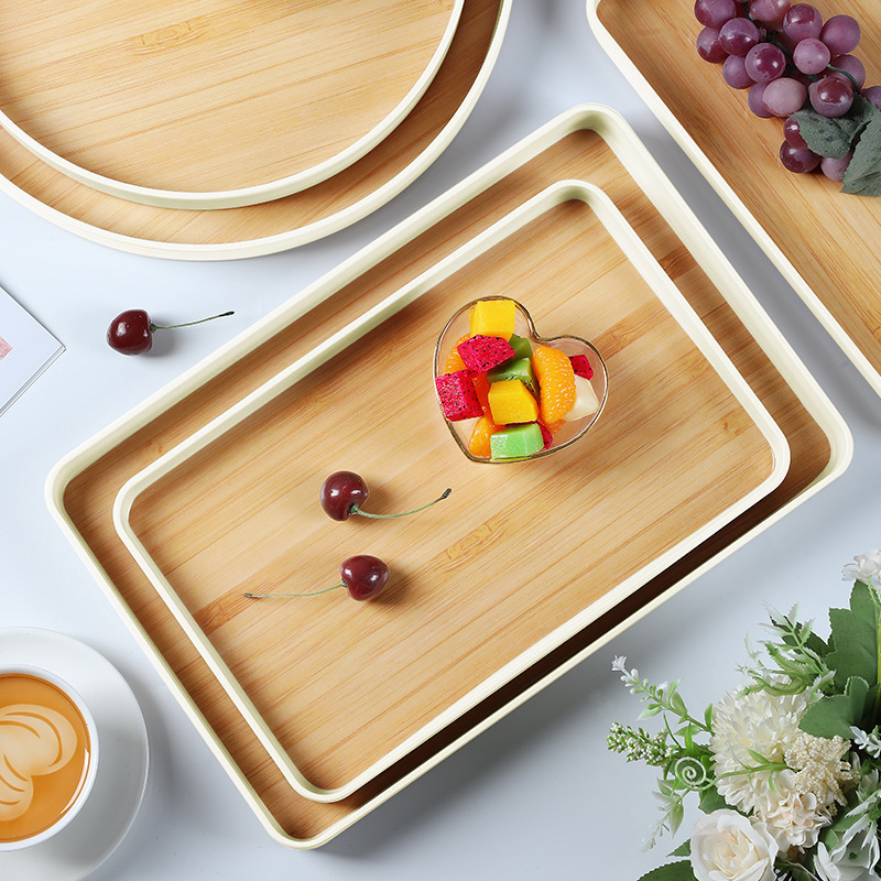 仿木点心分隔拼盘托盘家用现代小吃盘子家用创意零食糖果干果盘|undefined