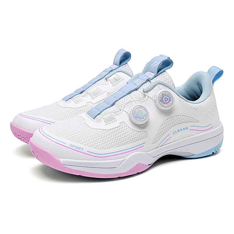 Nuevos zapatos transfronterizos de bádminton de botón giratorio zapatos de entrenamiento de tenis al aire libre para hombres y mujeres suela de goma
