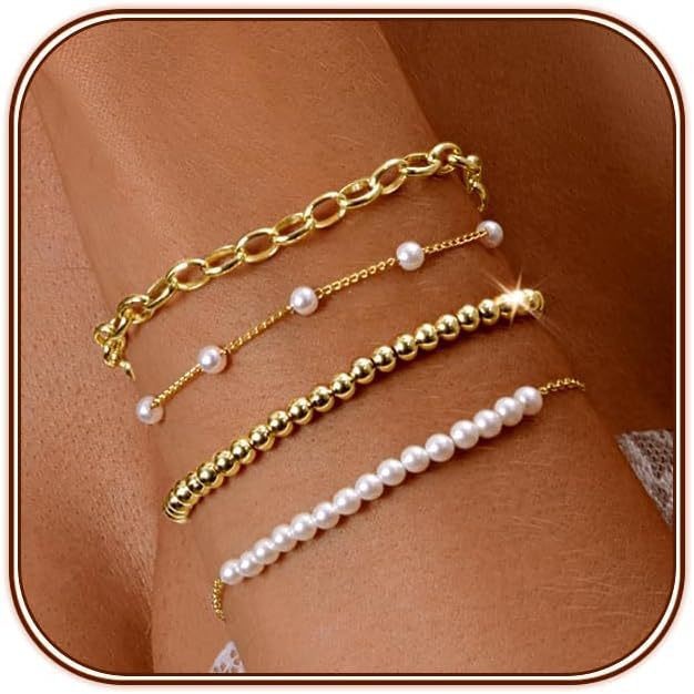 European and American cross-border jewelry Amazon new pearl 4-piece bracelet suit fashion ladies pearl bracelet wholesale