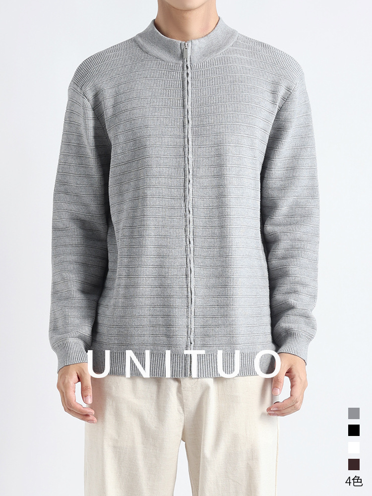 Lujo ligero de lujo suéter con cremallera de cuello alto Cardigan chaqueta de hombre de alto nivel sensación de invierno / otoño chaqueta casual polo