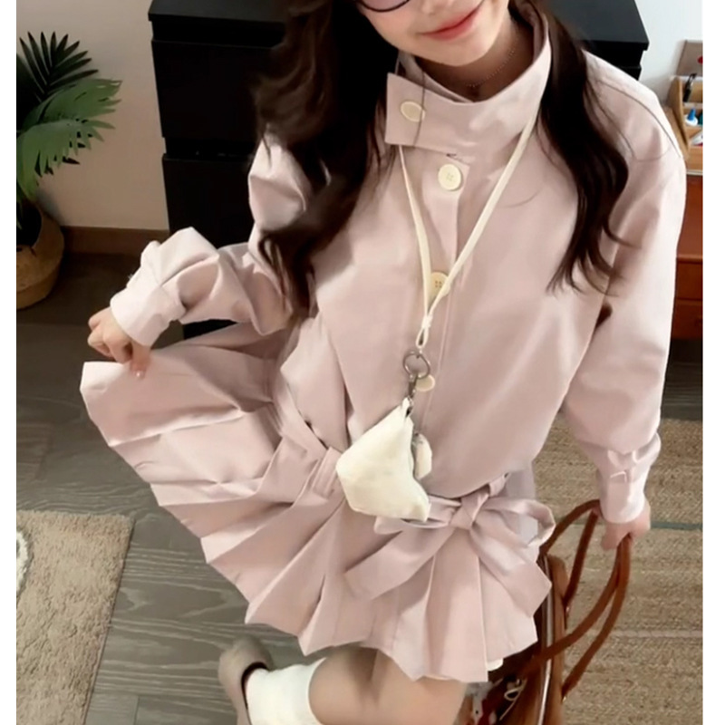 法式温柔风粉色衬衫连衣裙子女2025早秋季新款小个子收腰风衣短裙|undefined