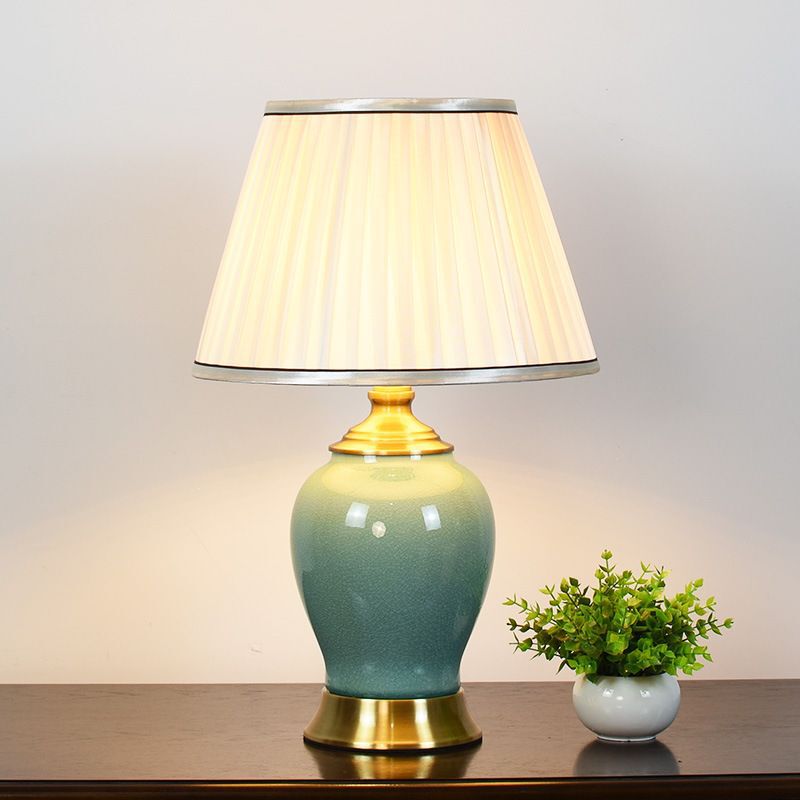 American table lamp bedroom bedside table lamp warm fabric ceramic table lamp study led table lamp modern minimalist