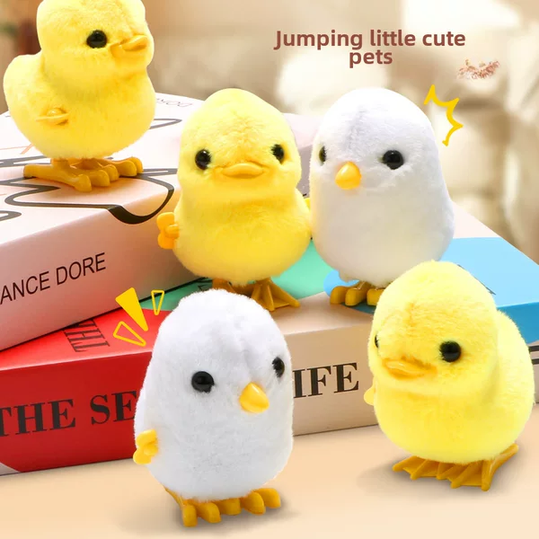 Jumping chicken clockwork toy baby spring catapult small yellow chicken chain clockwork duck baby children's toy