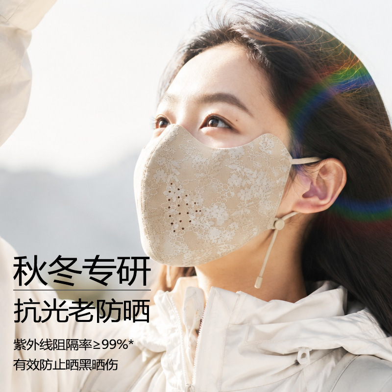 Autumn and winter Chinese-style lace warm mask for women, suitable for outdoor cycling, windproof and cold-resistant, high aesthetic value, eye protection face mask, customizable Autumn and winter Chinese-style lace warm mask for women, suitable for outdoor cycling, windproof and cold-resistant, high aesthetic value, eye protection face mask, customizable