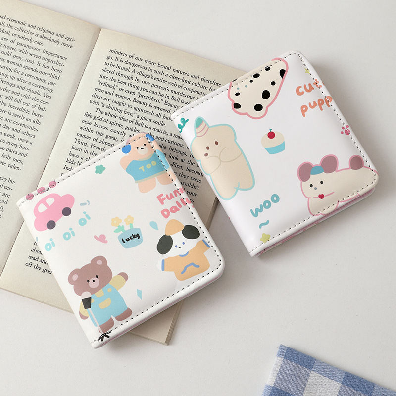Cute Cartoon Short Wallet Girl's Heart Student Large Capacity Wallet Japanese and Korean Small Portable Wallet Card Holder