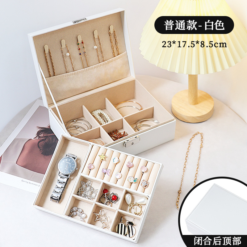 Caja de joyería de lujo ligera de té, pernos multicapa de gran capacidad con cerradura, caja de joyería, joyería de auriculares, almacenamiento de joyería tipo cajón image 24