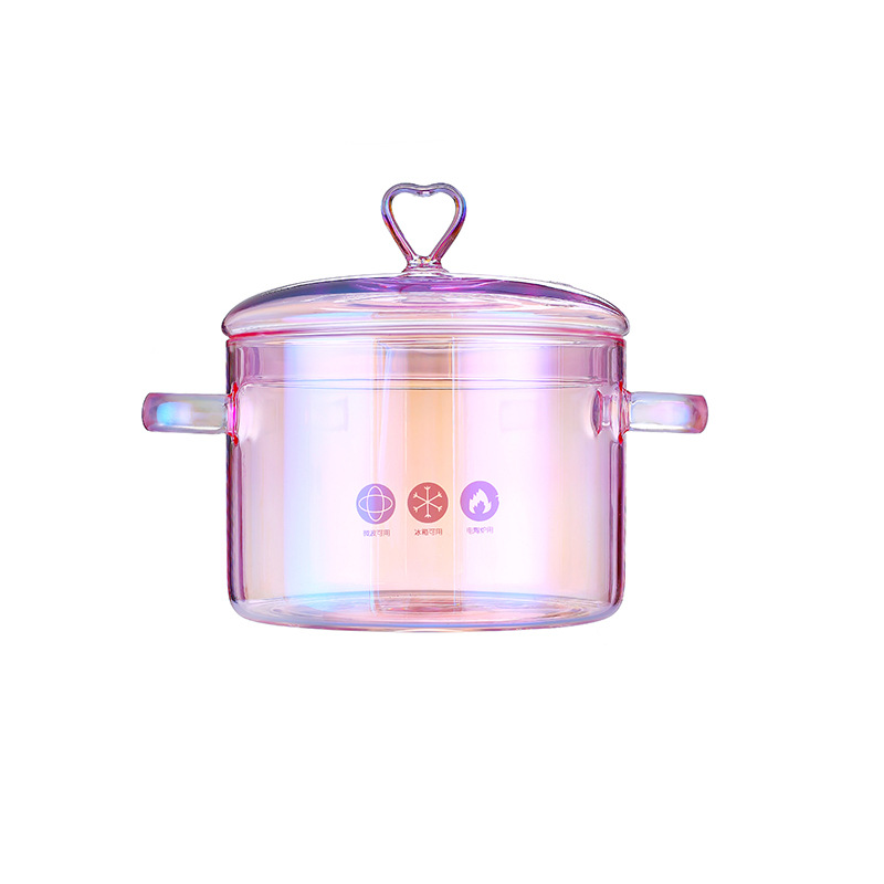 Los fabricantes de Amazon suministran amor Rosa olla de vidrio borosilicato de vidrio resistente al calor de alto valor de color ins abrir fuego de vidrio