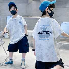 男童短袖t恤夏装2025新款洋气儿童上衣夏季中大童半袖潮牌t恤
