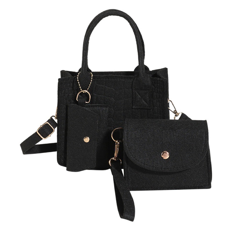 Patrón de cocodrilo de fieltro color sólido portátil pequeño bolso cuadrado conjunto de tres piezas bolso de la madre y el niño 2023 popular hombro crossbody simple bolso de las mujeres