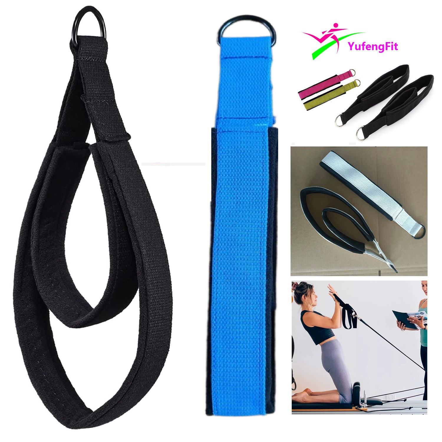 Двойное Кольцо Пилатес Йога лодыжки Пряжка теленка ремень запястье ремень ручка ремень двойная петля ремни