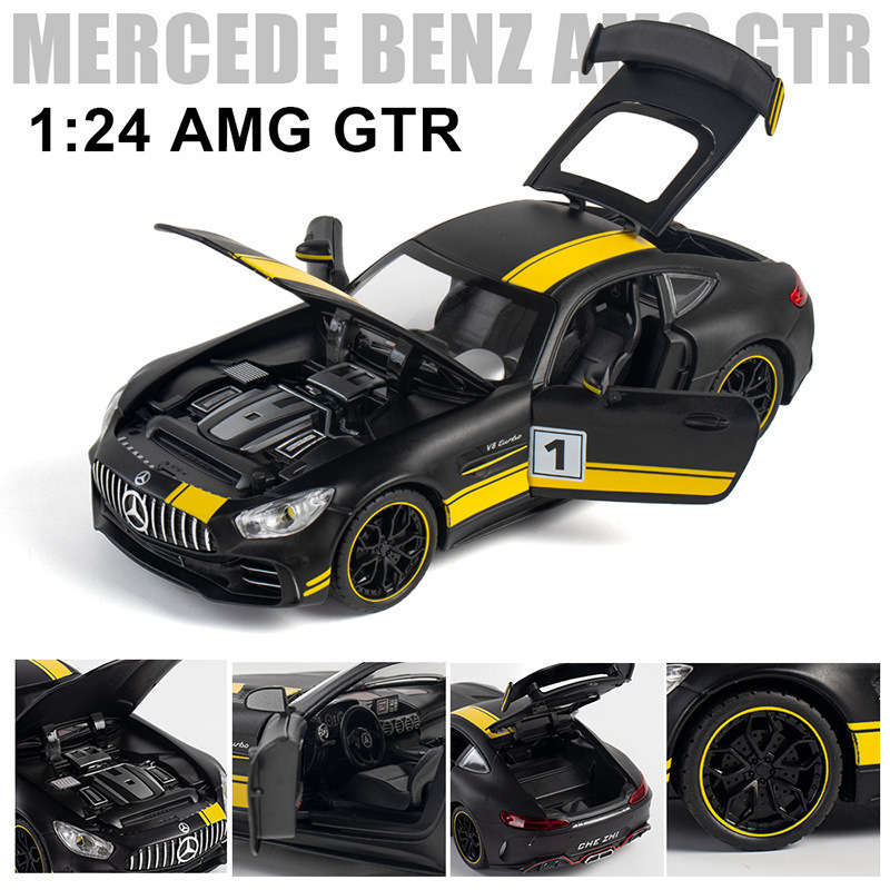 Modelo de coche de aleación de coche 1:24 Big Ben GTR coche deportivo Tire hacia atrás con el sonido y la luz del coche de juguete modelo de música colección de decoración