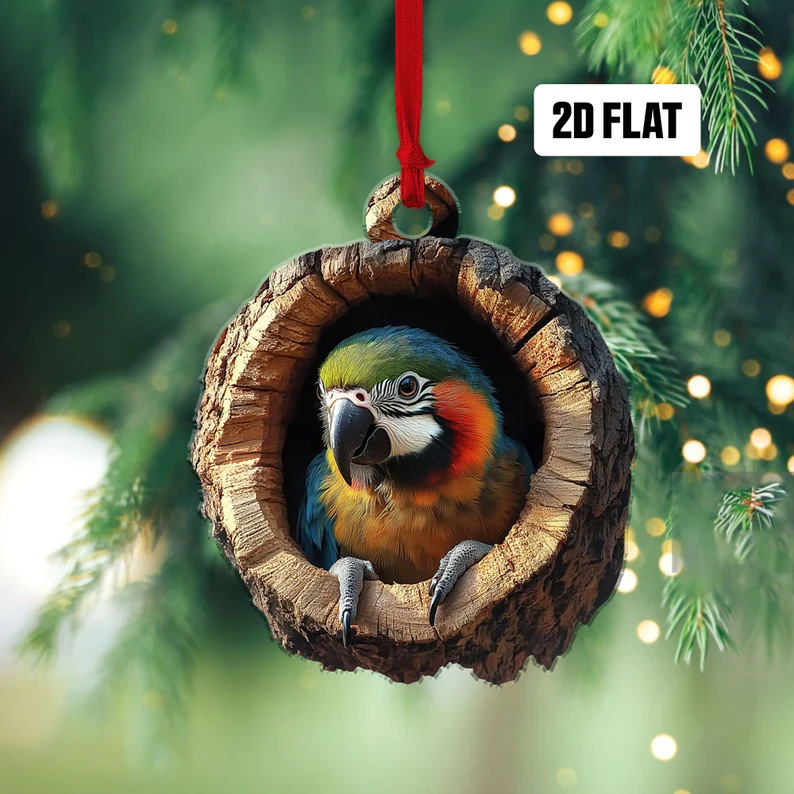 Nuevos búhos transfronterizos, osos, adornos de Navidad, colgantes de árbol de Navidad, colgantes de acrílico de impresión plana 2D