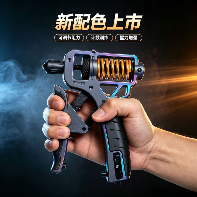 Cross-border heavy-duty adjustable grip strength trainer, professional finger and arm muscle trainer with counter and stretching function