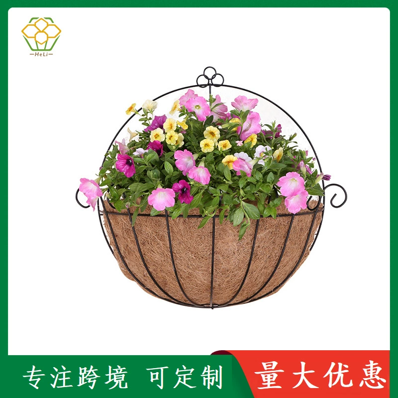 Железная Кокосовая пальма полунастенная подвесная корзина цветочный горшок кокосовое пальто Подвесной Настенный цветочный горшок полукруглый Кокосовая пальма подвесная корзина для цветов трансграничная электронная коммерция