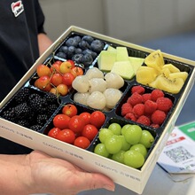 高档九宫格水果果切包装盒纸塑大方形果蔬鲜果四分格打包盒子商用