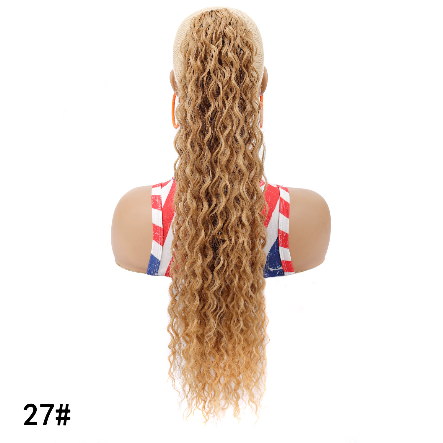 22 pulgadas comercio exterior agarrando clip de cabello rizado profundo cola de caballo esponjoso pequeño rollo natural latino trenzas de caballo fibra química peluca