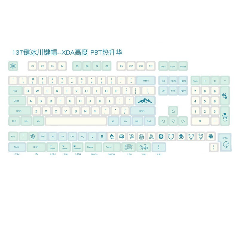PBT Subvicit Small Fresh Series 137 - клавиши Ice Crystal Mint Glacier XDA High Machinery Key Caps оптом