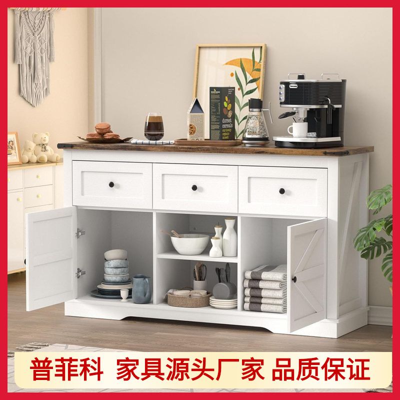 Farmhouse Buffet 3 Drawer Cabinet with Storage Modern Barn Door Storage Cabinet with Drawer Cabinet Customizable