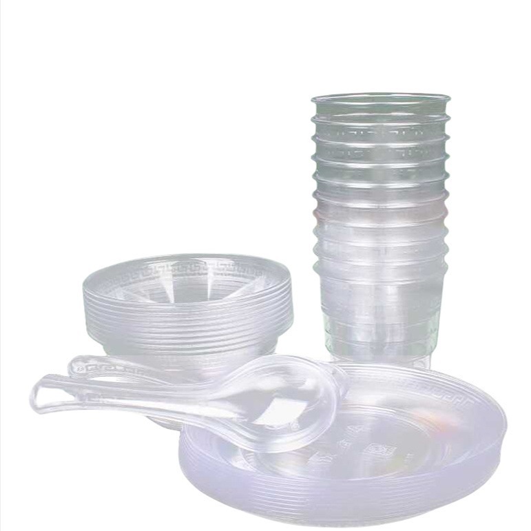 tazón de arroz desechable tazón de plástico duro tazón de sopa transparente tazón de platos tazón de aviación palillos set de fideos de sopa de grado alimenticio