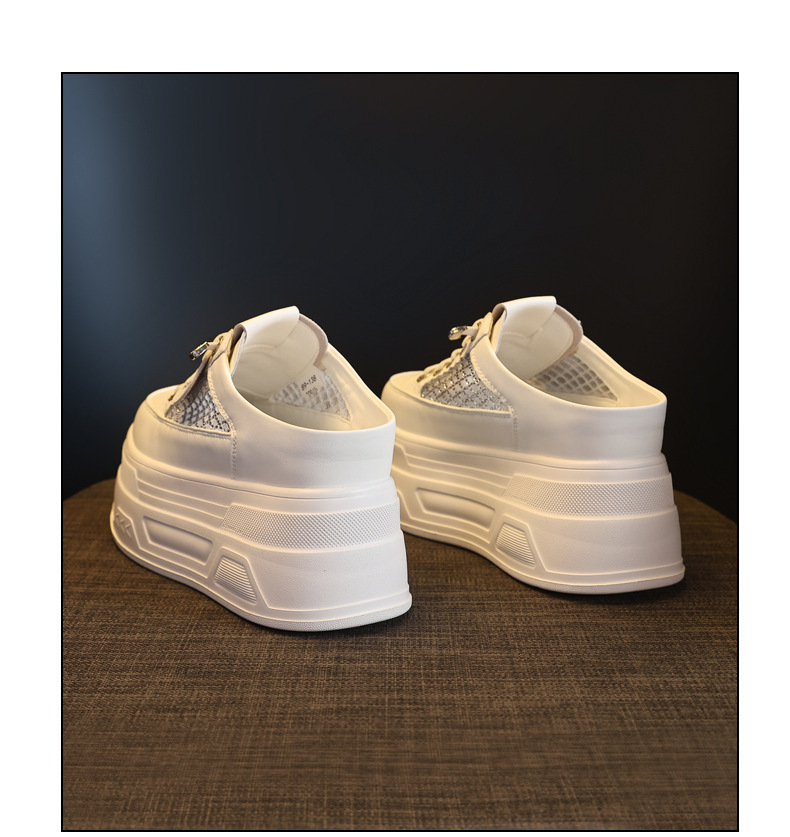 Giày sneaker nữ đế dày tăng chiều cao, cổ thấp dáng lười, mũi tròn bít, phong cách basic trắng đen — màu đen, màu trắng chi tiết 20