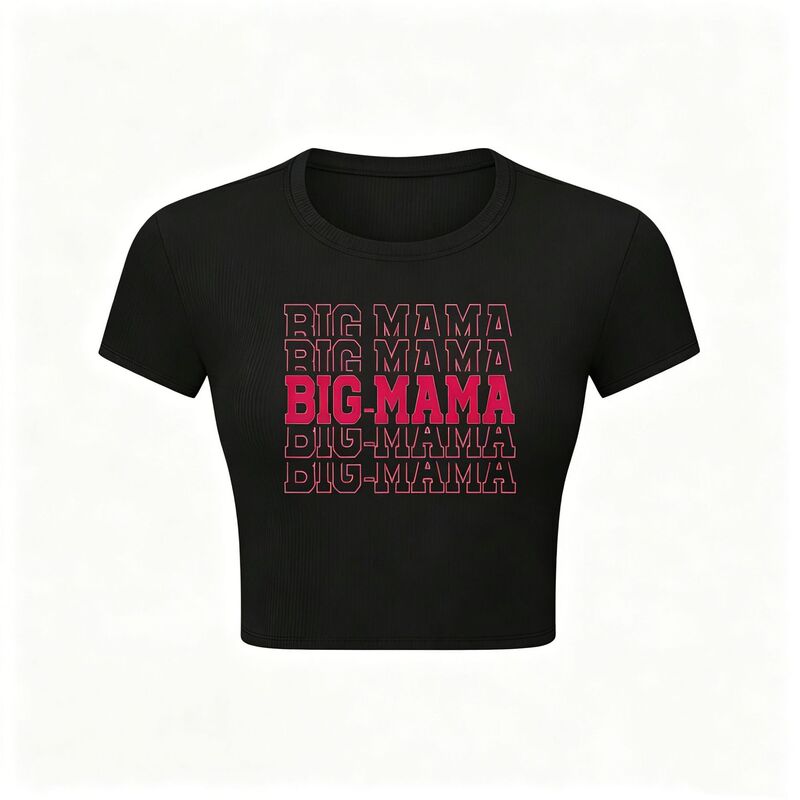 Cross-Border European and American Style Pink Letter Print Short T-Shirt, Sweet and Cool Spicy Girl High-Waisted Crop Top Tight-Fitting Short-Sleeve Top for Women